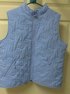 Women's Hanna Andersson blue quilted vest XL flowers in quilting P pls98 (6932)